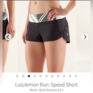 Lululemon Run: Speed Short black / quilt size 6